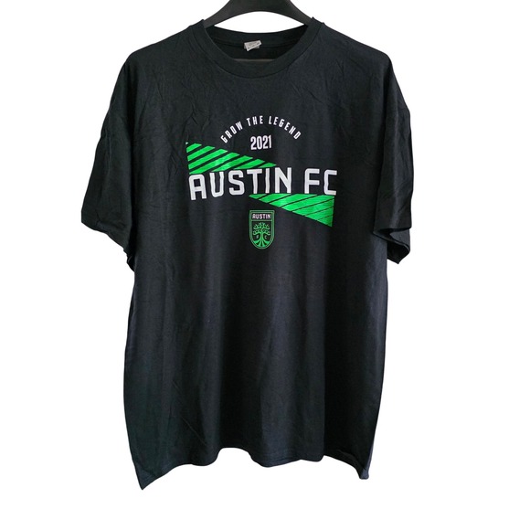 MLS Austin FC Grow The Legend 2021 Soccer T-Shirt Mens Size XL Black NWOT - Picture 1 of 4